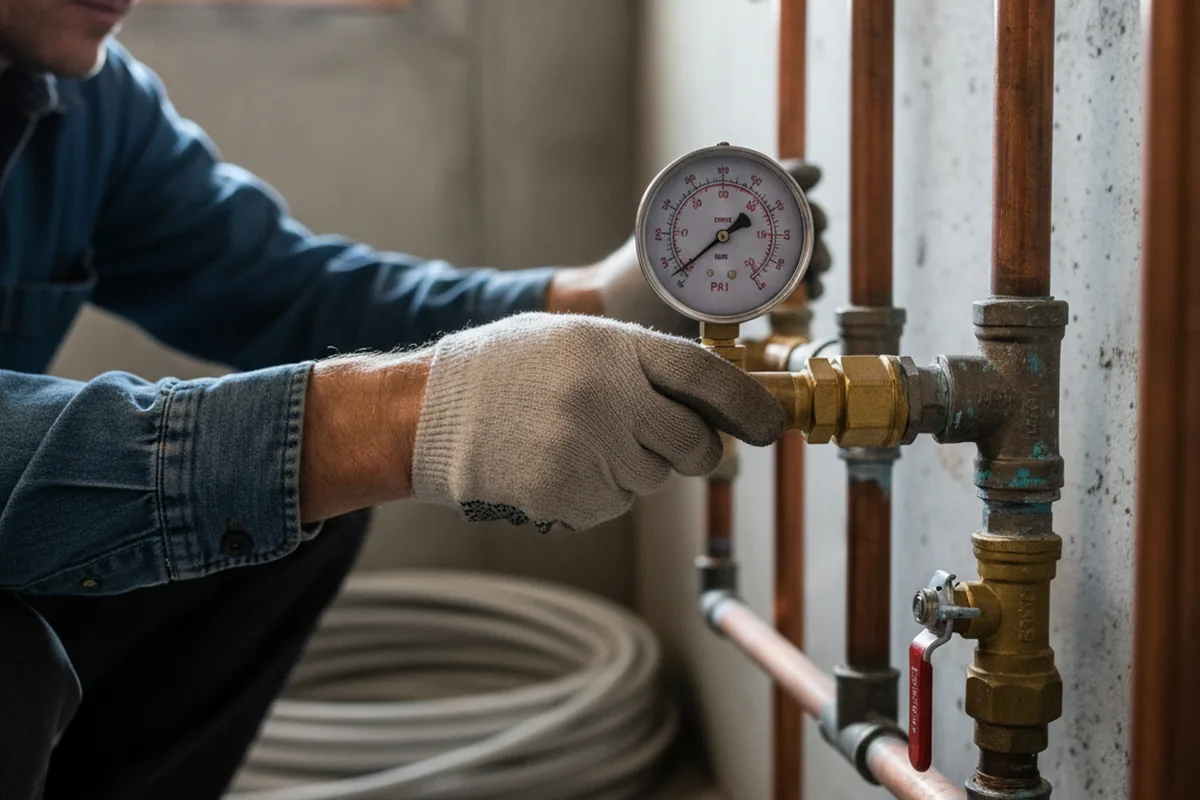 Pressure testing a repaired line during Water Line Repair in Saint Clairsville